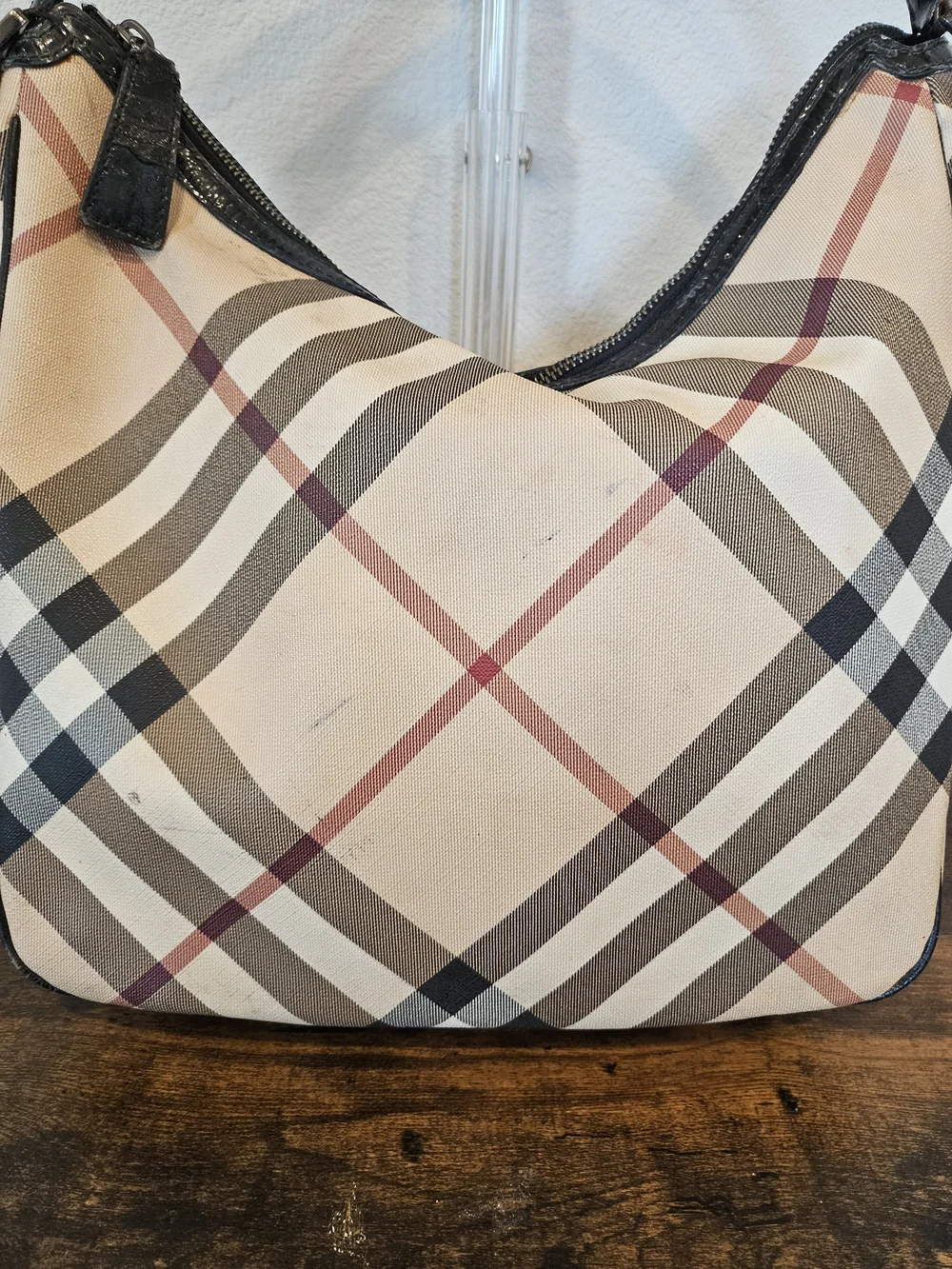 Burberry Nova Check Hobo Shoulder Bag